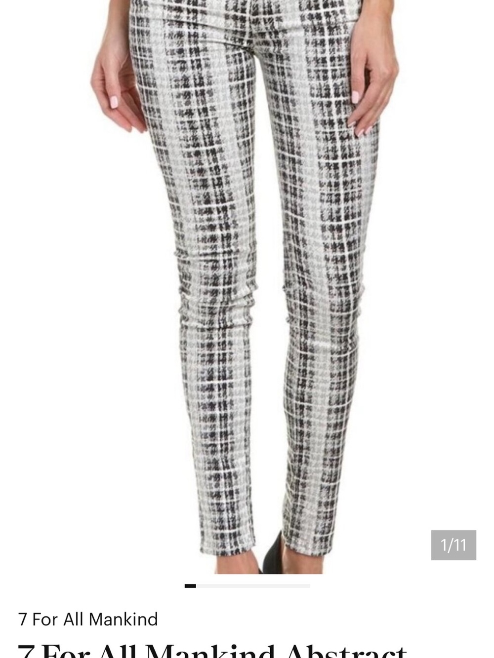 7 For All Mankind Black & White Skinny Plaid Jeans